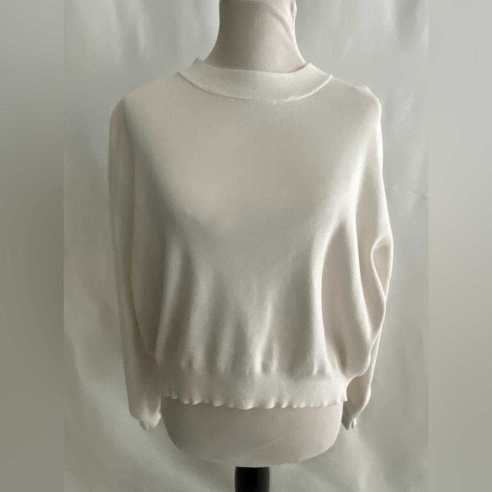 MNG Mango Sweater Women’s Small White Ribbed Knit Oversized Long Sleeve